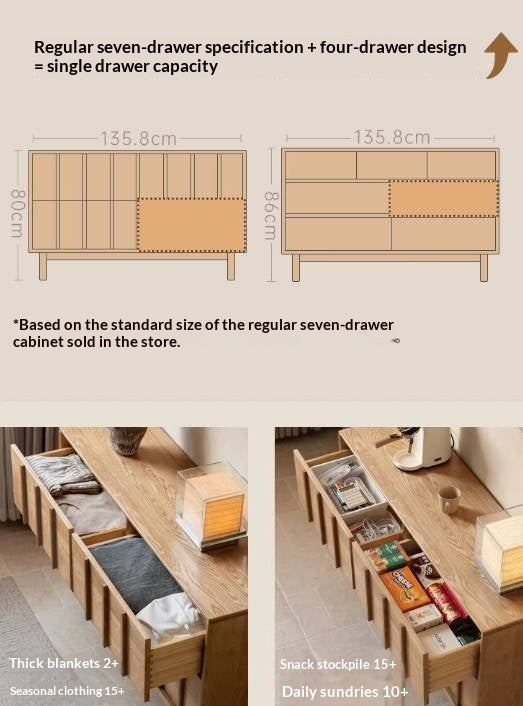 Ash Solid Wood Wabi-sabi Style Four-Drawer Chest