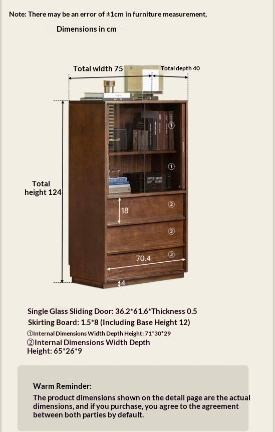 Sandalwood Solid Wood Tall Side Cabinet with Louvered Sliding Door and LED Lighting