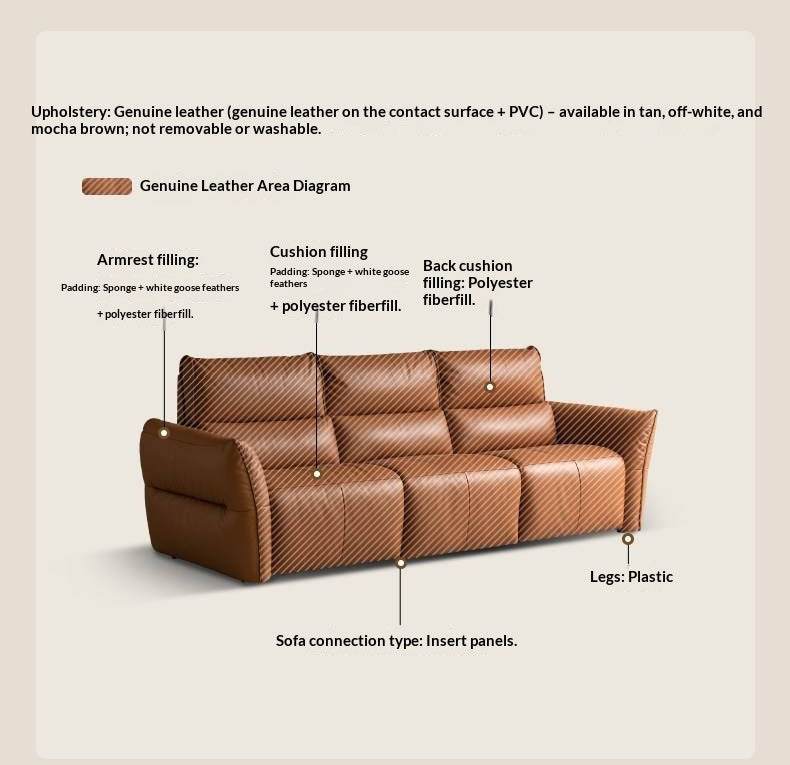 Genuine Leather Electric Luxury High Backrest Sofa