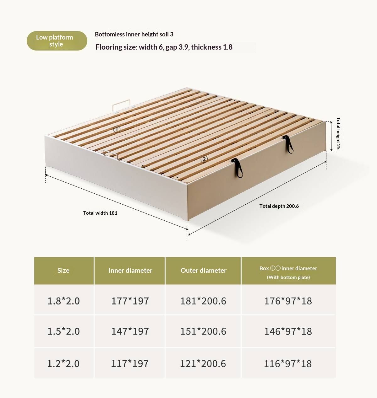 Rubberwood Solid Wood Storage Bed with No Headboard and Side-Opening Lid