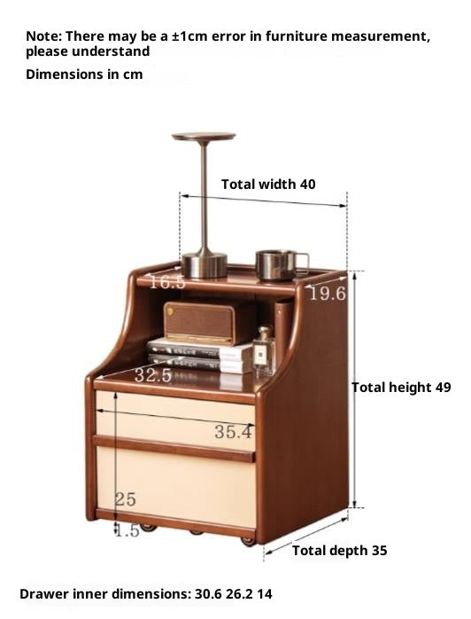 Poplar Solid Wood Movable Bauhaus Style Nightstand