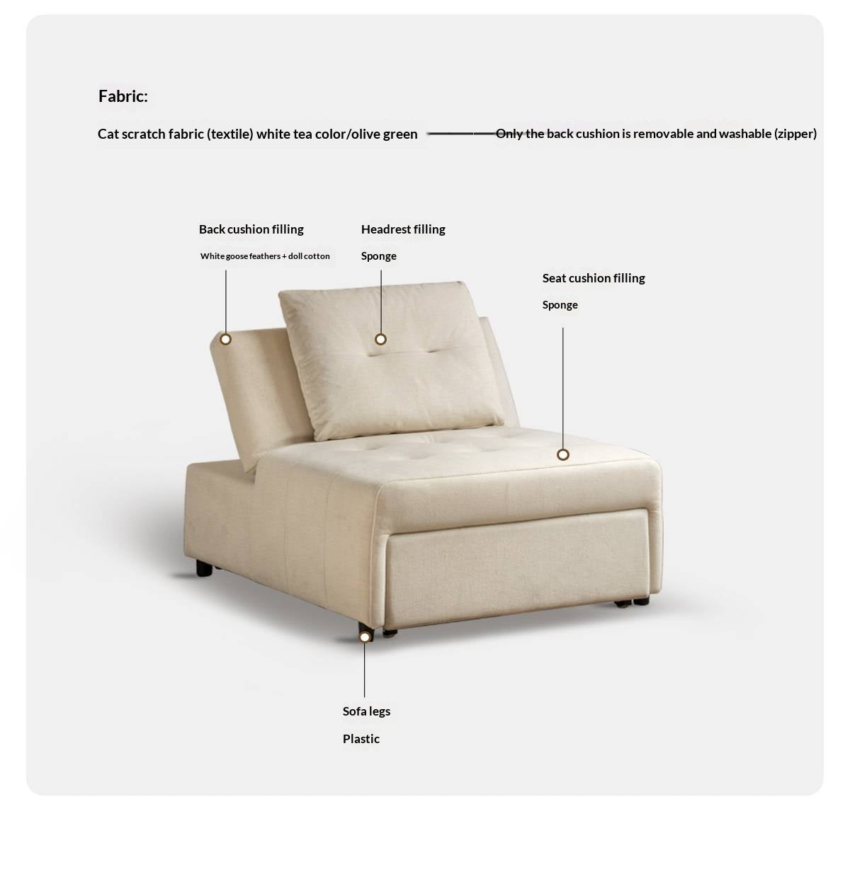 3-in-1 Convertible Sleeper Chair with Adjustable Backrest