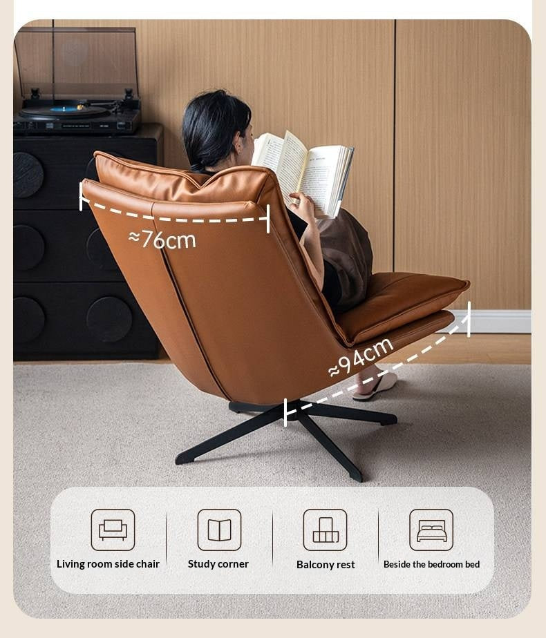 Organic Leather 360° Swivel Lounge Chair