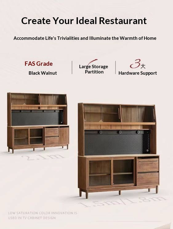 Black Walnut Solid Wood Italian-Style Sideboard – Sleek Buffet Cabinet