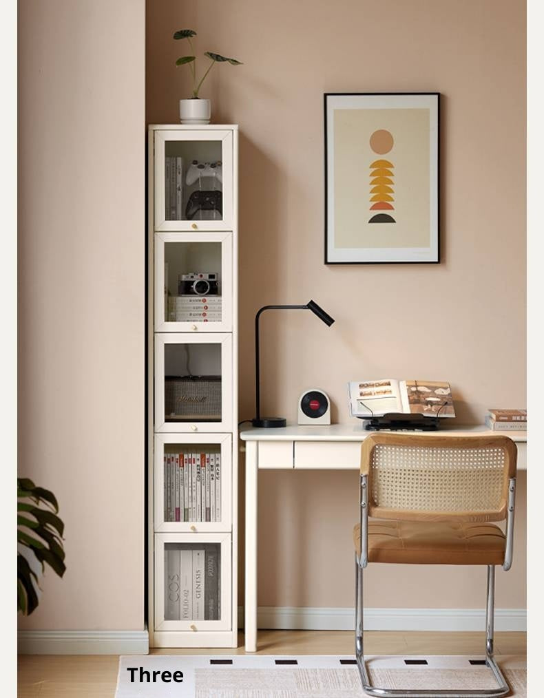 Solid Rubberwood Cream-Style Bookcase