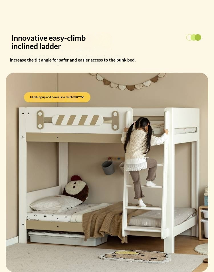 Rubberwood Solid Wood Children's Adult Bunk Bed