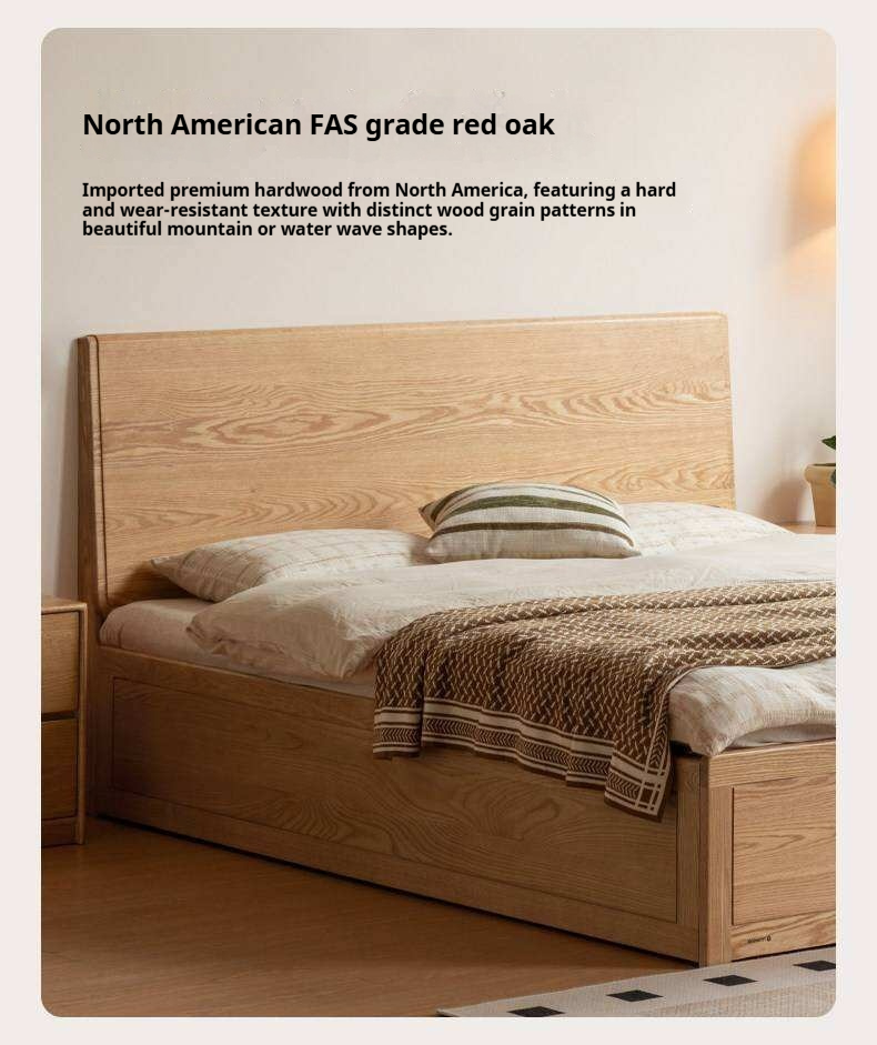 Oak Solid Wood Box Bed — Modern Minimalist Design