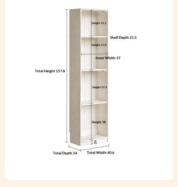 Solid RubberWood, Beech Solid Wood Kids Corner Bookcase, Narrow Floor-to-Wall Storage