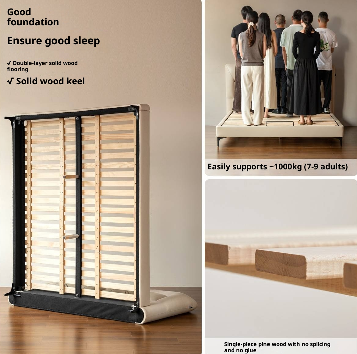 Genuine Leather Italian Light Luxury Soft Bed, White Cream Style