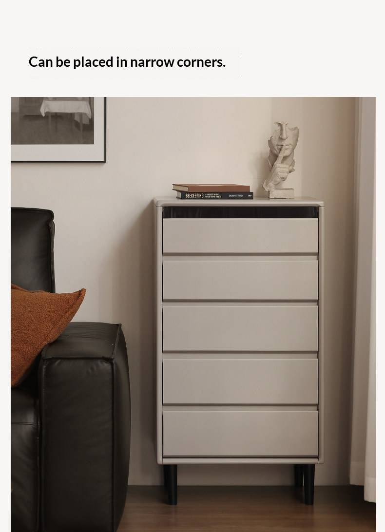Solid Rubberwood Light Luxury Chest of Drawers