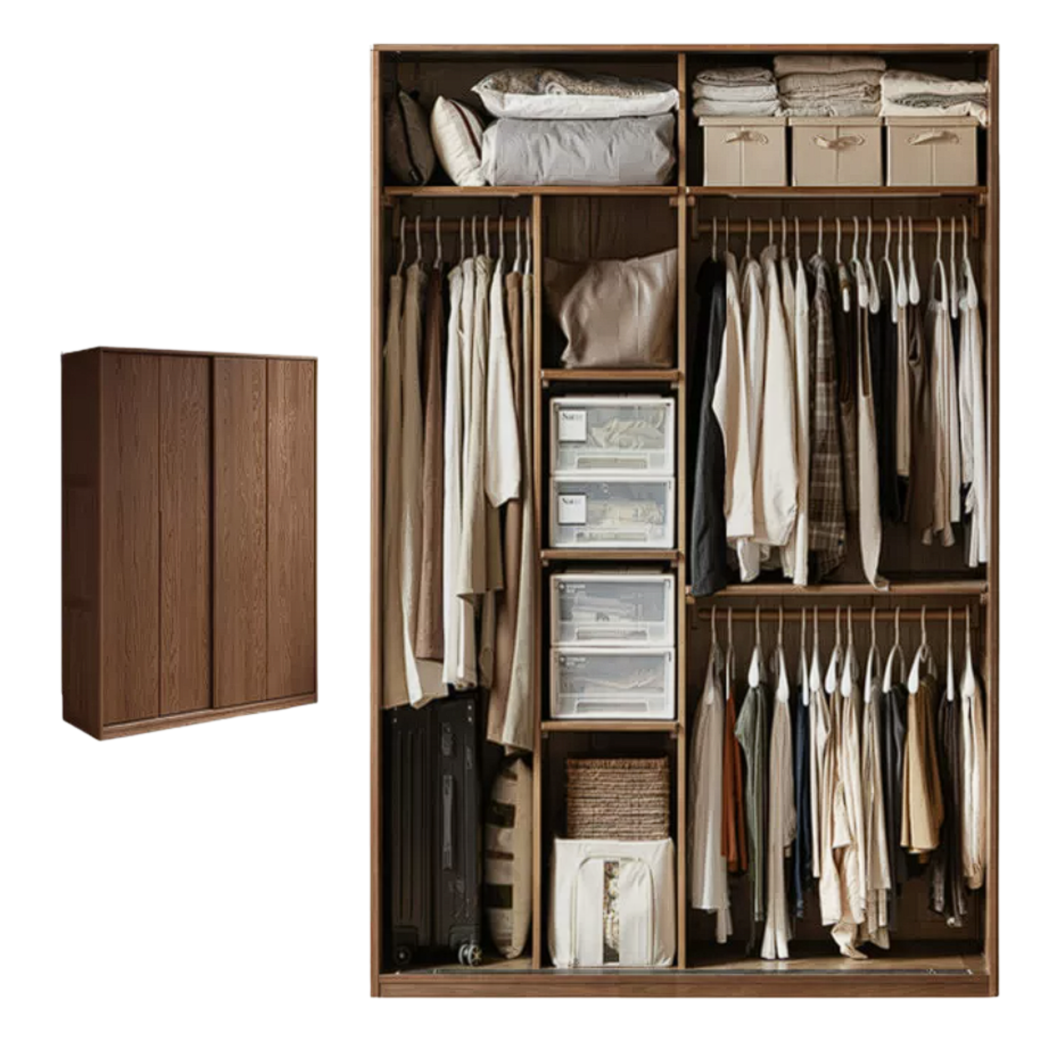 Oak Solid Wood Sliding Door Wardrobe.