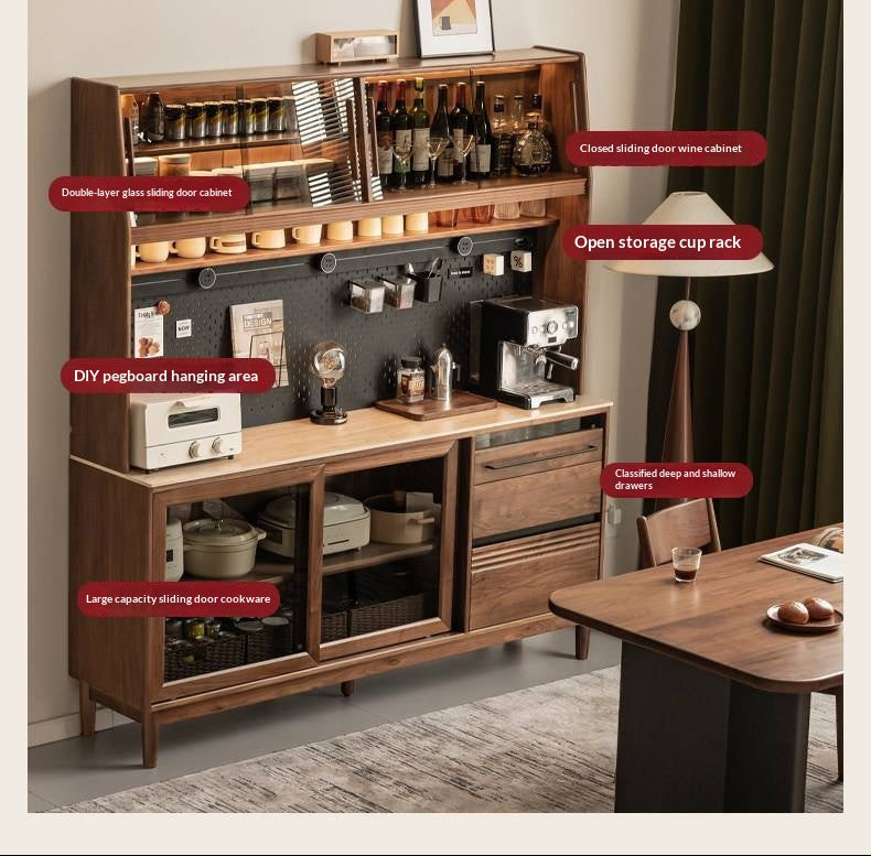 Black Walnut Solid Wood Italian-Style Sideboard – Sleek Buffet Cabinet