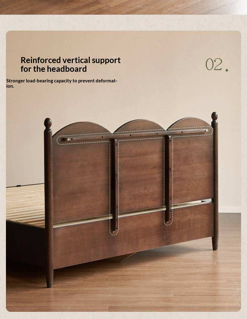 Poplar Solid Wood Bed with French Retro Style and Large Off-the-Floor Box Design
