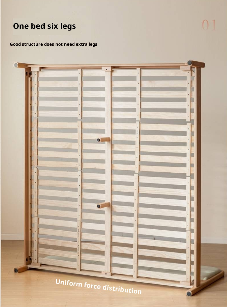 Beech Solid Wood Genuine Leather Soft Headboard Bed