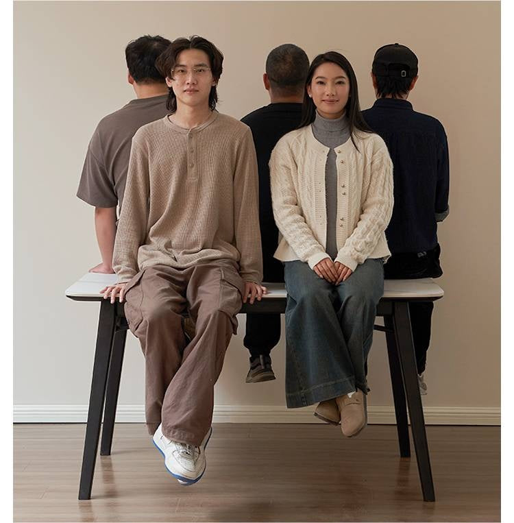 Oak Solid Wood Slate Luxury Dining Table