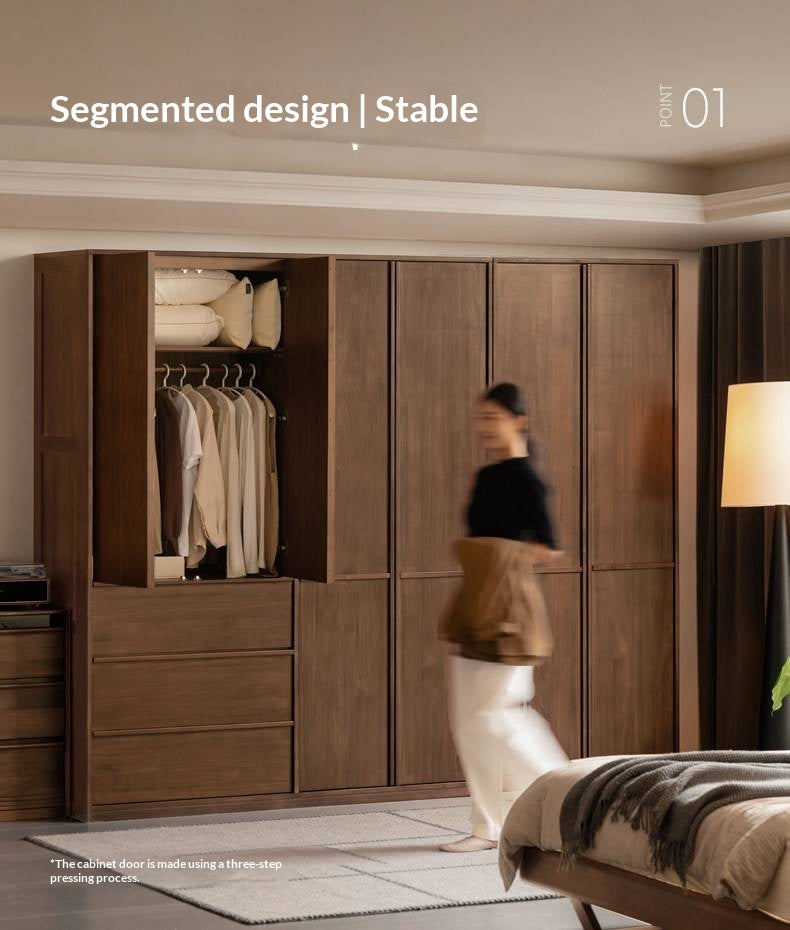 Black Walnut Solid Wood Italian Light Luxury Wardrobe