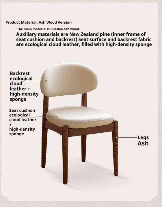 Black Walnut, Ash Solid Wood Modern White Soft Makeup Chair