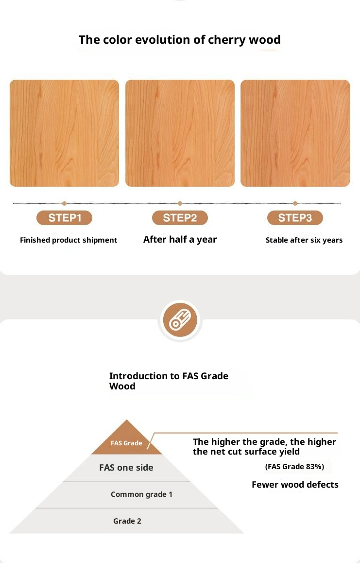 Cherry Solid Wood Retro with Socket Night Light Bed