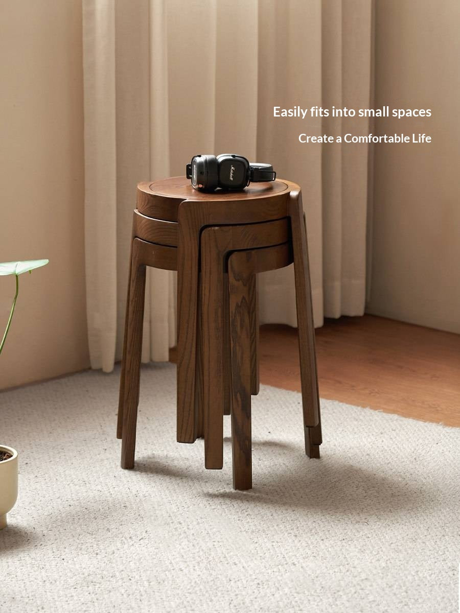 Ash, Solid RubberWood Stackable Stool