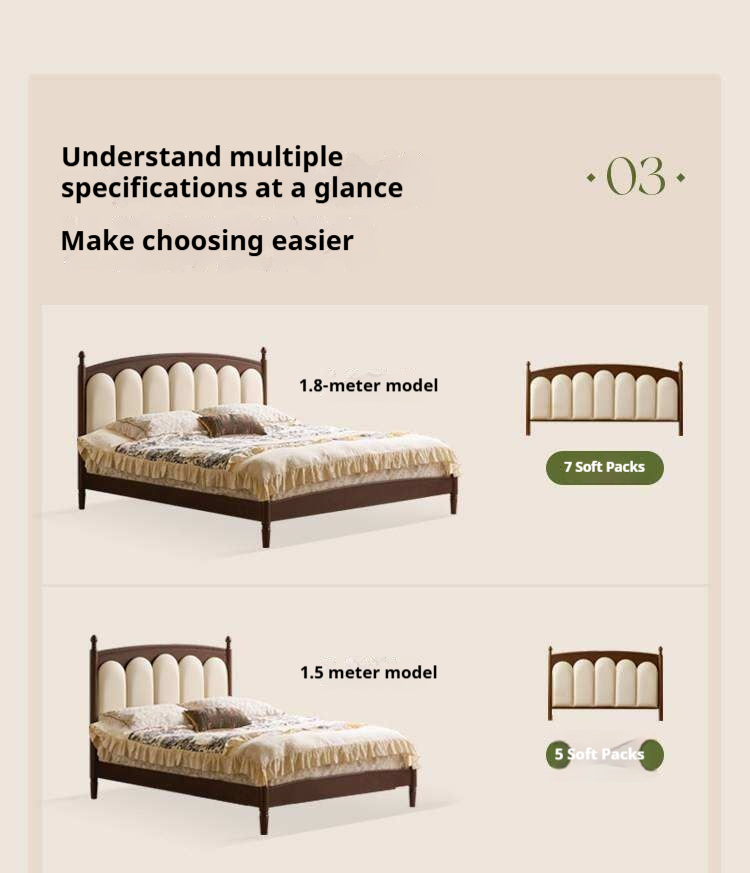 Ash Solid Wood Arched Channel Tufted Platform Bed with Turned Posts
