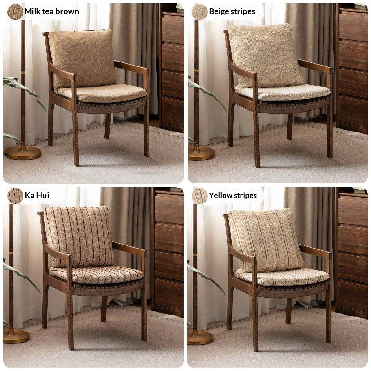 Oak Solid Wood Armchair, dual Reading Chair with Sculpted Back, Home Office Desk Chair