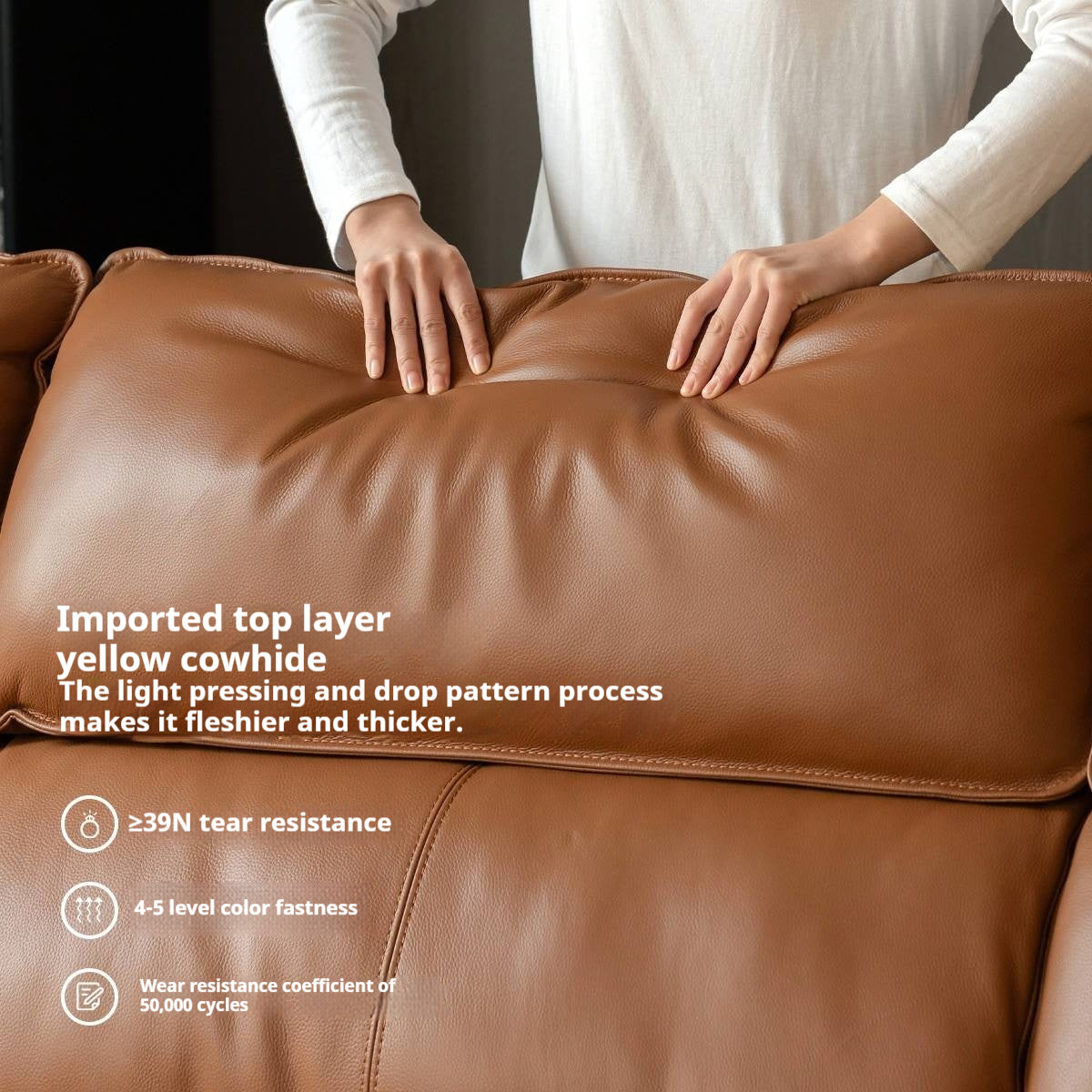 Genuine Leather Italian Minimalist Sectional Sofa – First-Layer Cowhide Corner Sofa with Chaise Lounge