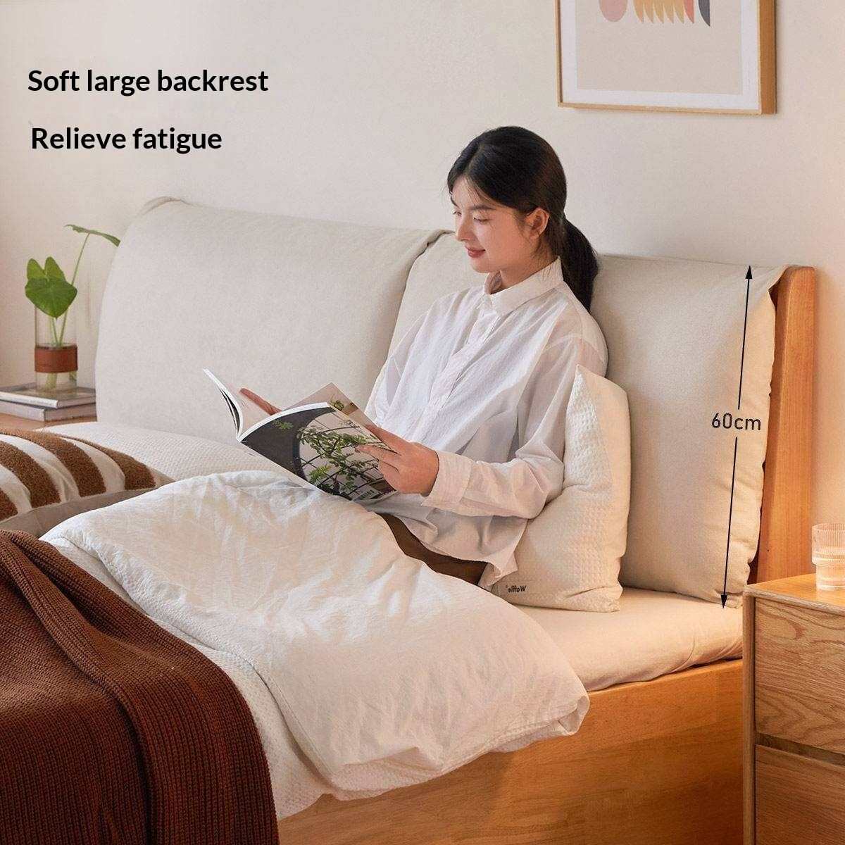 Rubberwood Solid Wood Storage Bed with Lift-Up Base and Soft Upholstered Headboard