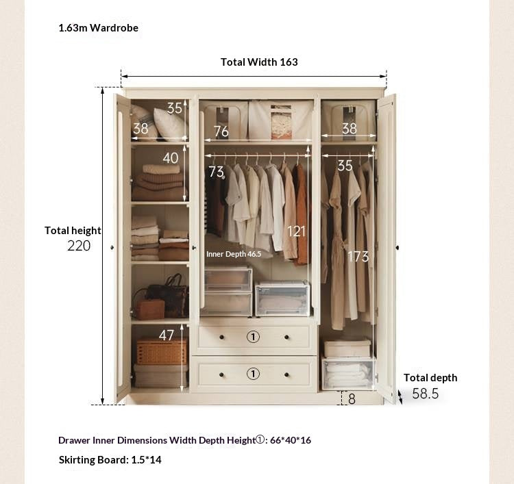 Ash Solid Wood American Style Wardrobe