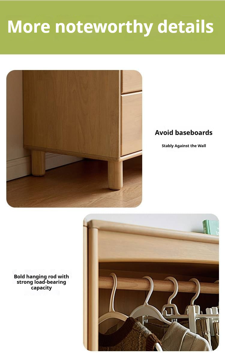 Solid Rubberwood Children's Wardrobe