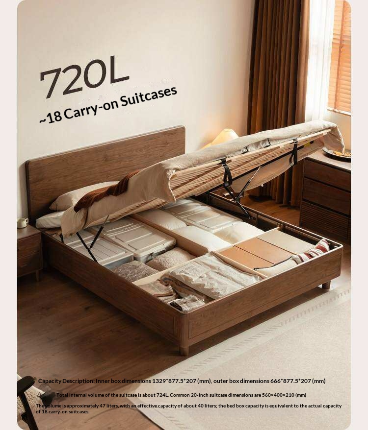 Black Walnut Solid Wood Italian Luxury Storage Bed