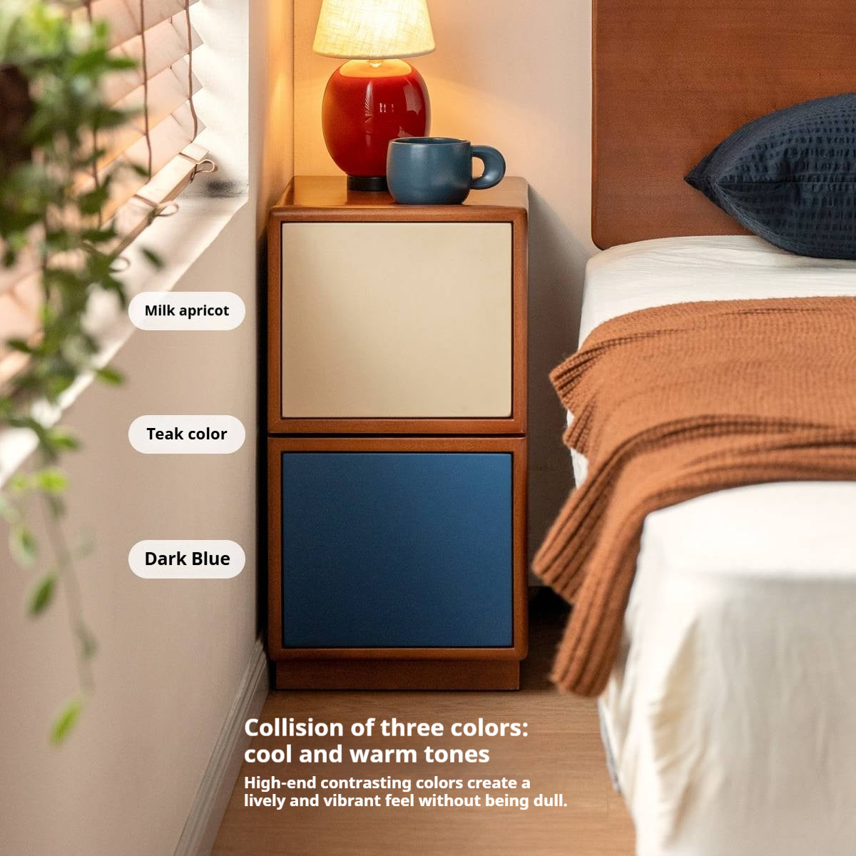 Poplar Solid Wood Nightstand Bauhaus Style