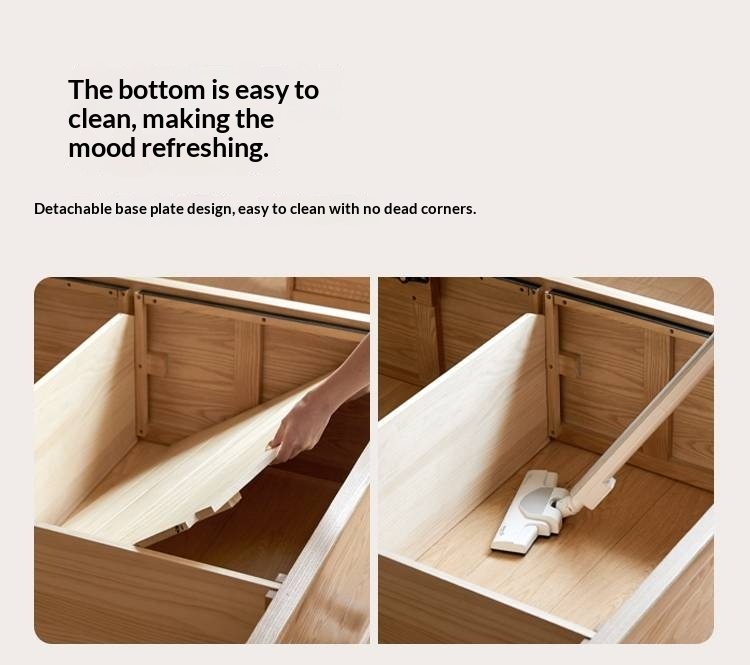 Ash Solid Wood Bed — Slab Design, Home Italian Light Luxury Box Bed