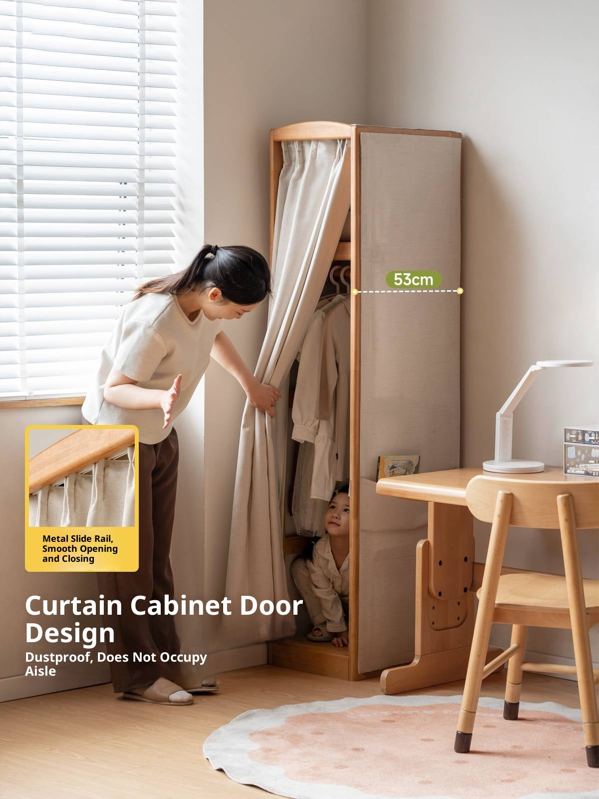 Birch Solid Wood Kids Wardrobe