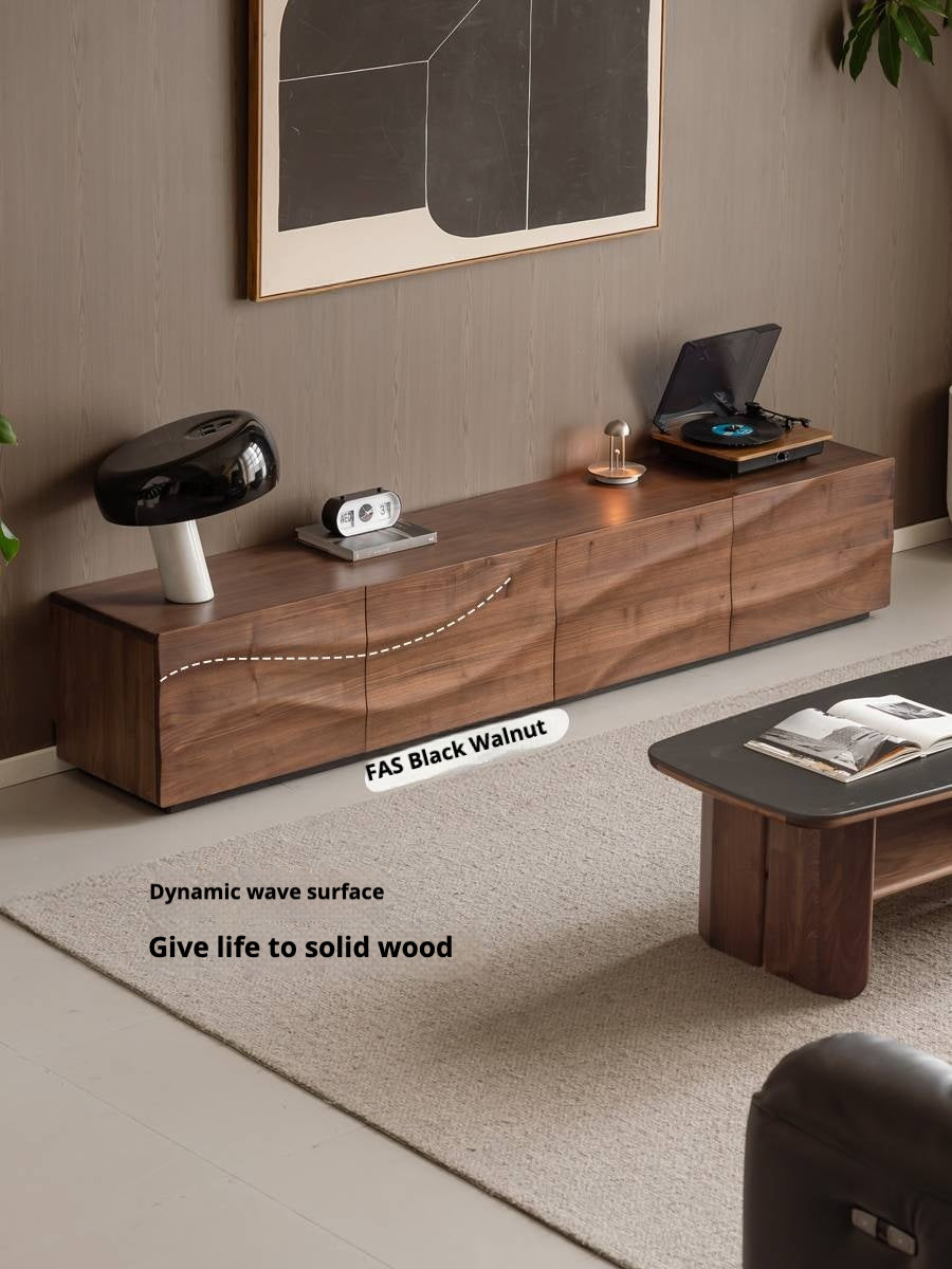 Black Walnut Solid Wood TV Cabinet Italian Light Luxury.