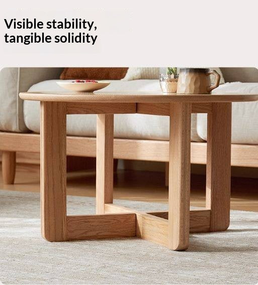 Oak Solid Wood Modern Round Coffee Table