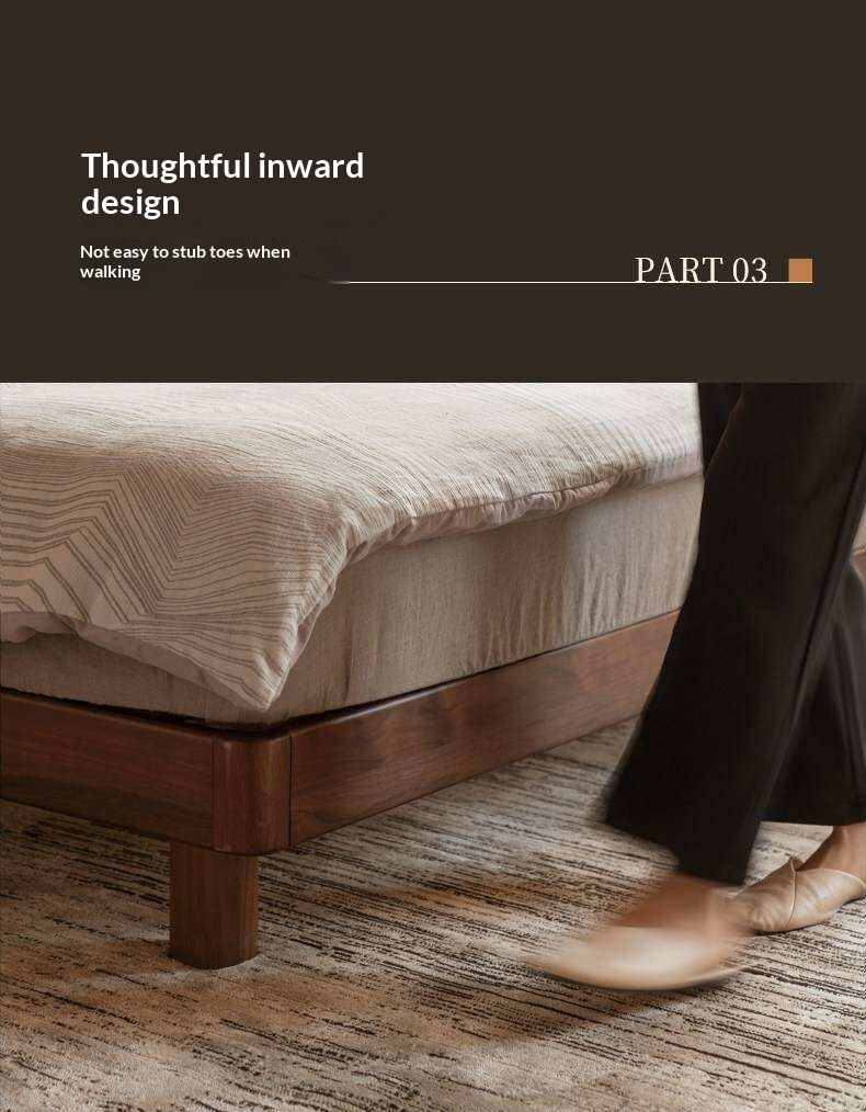 Black Walnut, Rubberwood Solid Wood Leather Upholstered Platform Bed with Vertical Channel Tufted Headboard