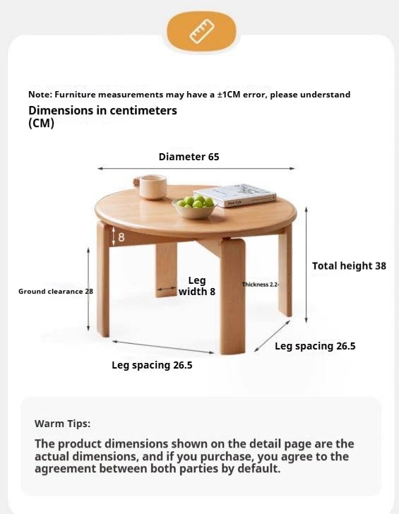 Beech Solid Wood Modern European Round Coffee Table