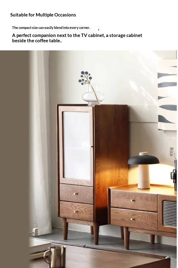 Ash Solid Wood Narrow Side Cabinet.