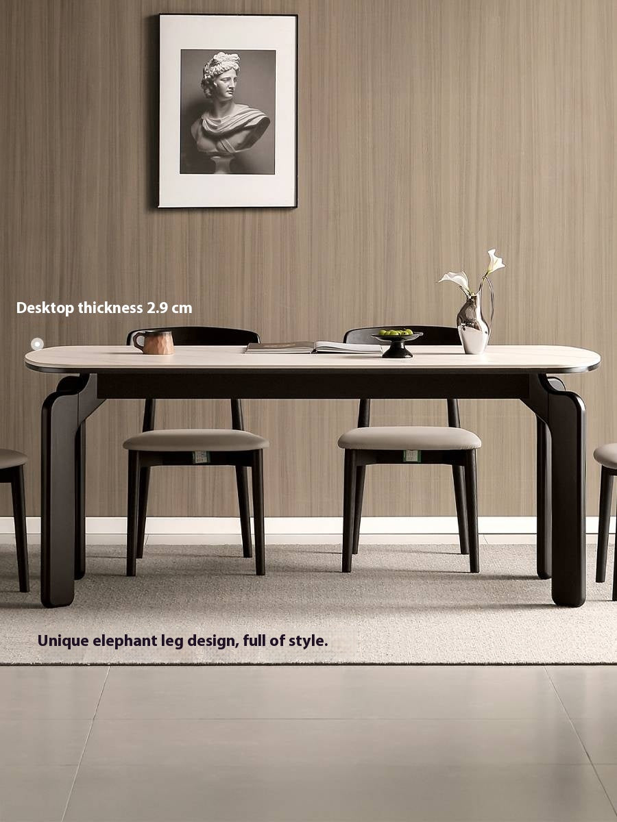 Solid Rubberwood Rock Board Dining Table