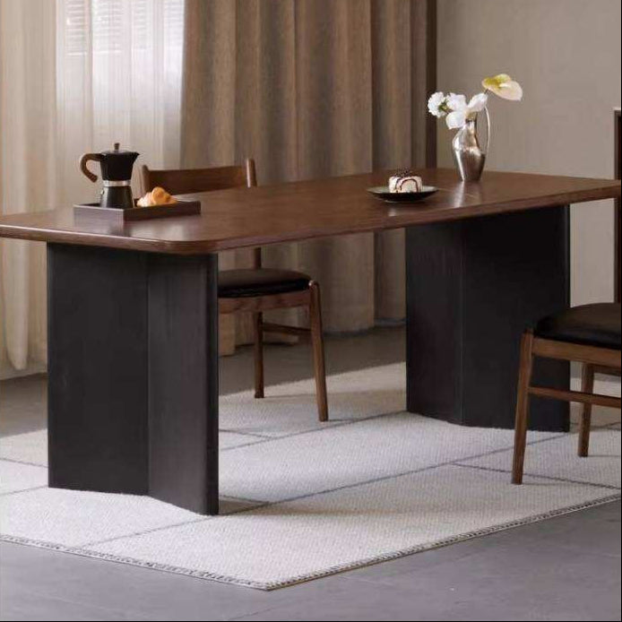 Black Walnut Solid Wood Dining Table with Italian Light Luxury Design