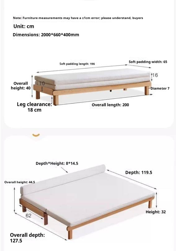 European Beech Solid Wood Folding Double Sofa Bed