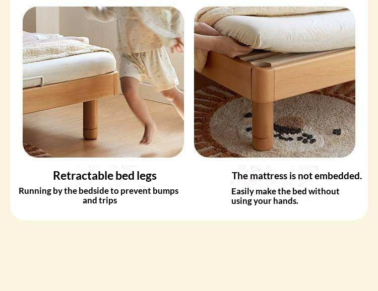 Beech Solid Wood Upholstered Kids Bed with Cloud-Shaped Headboard