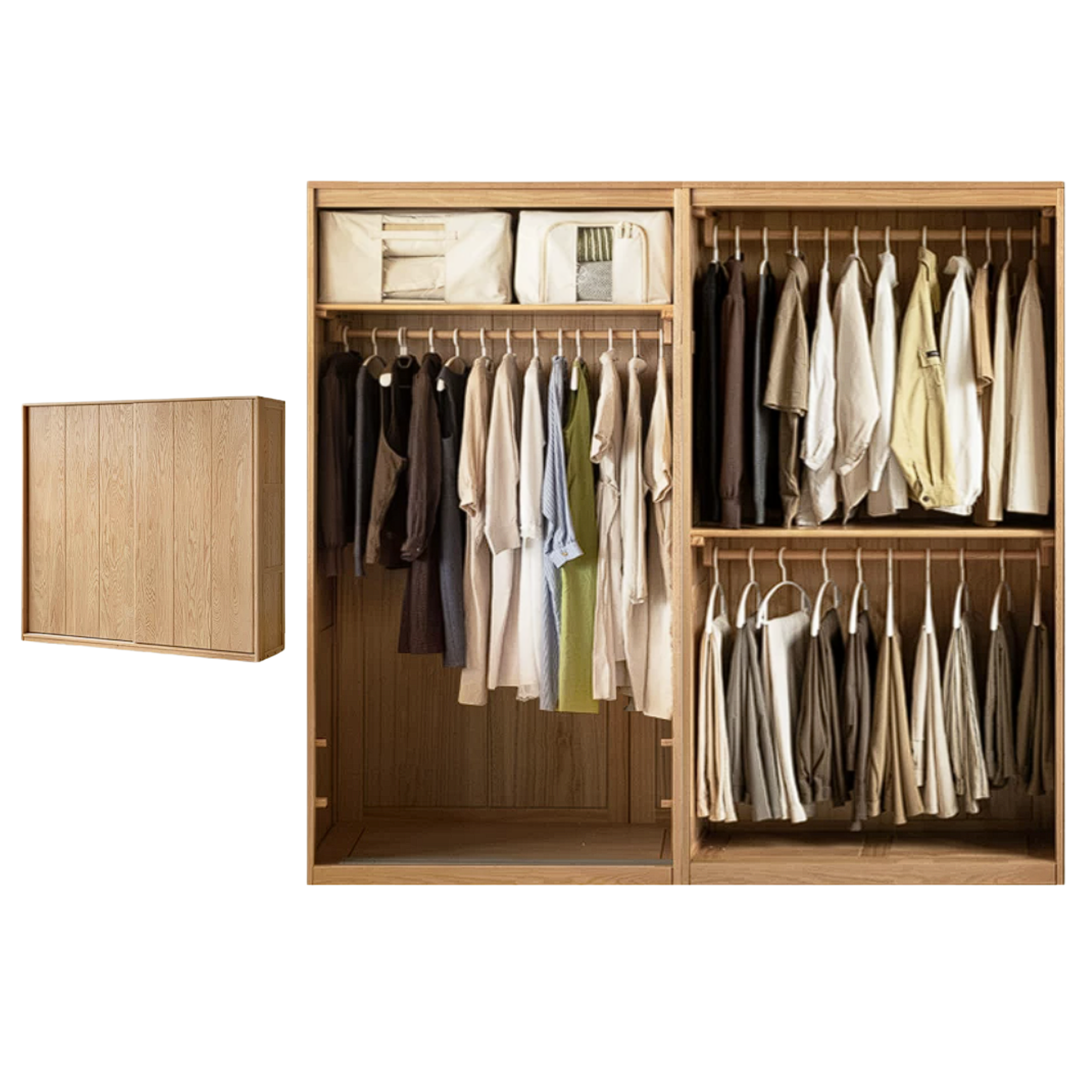 Oak Solid Wood Sliding Door Wardrobe