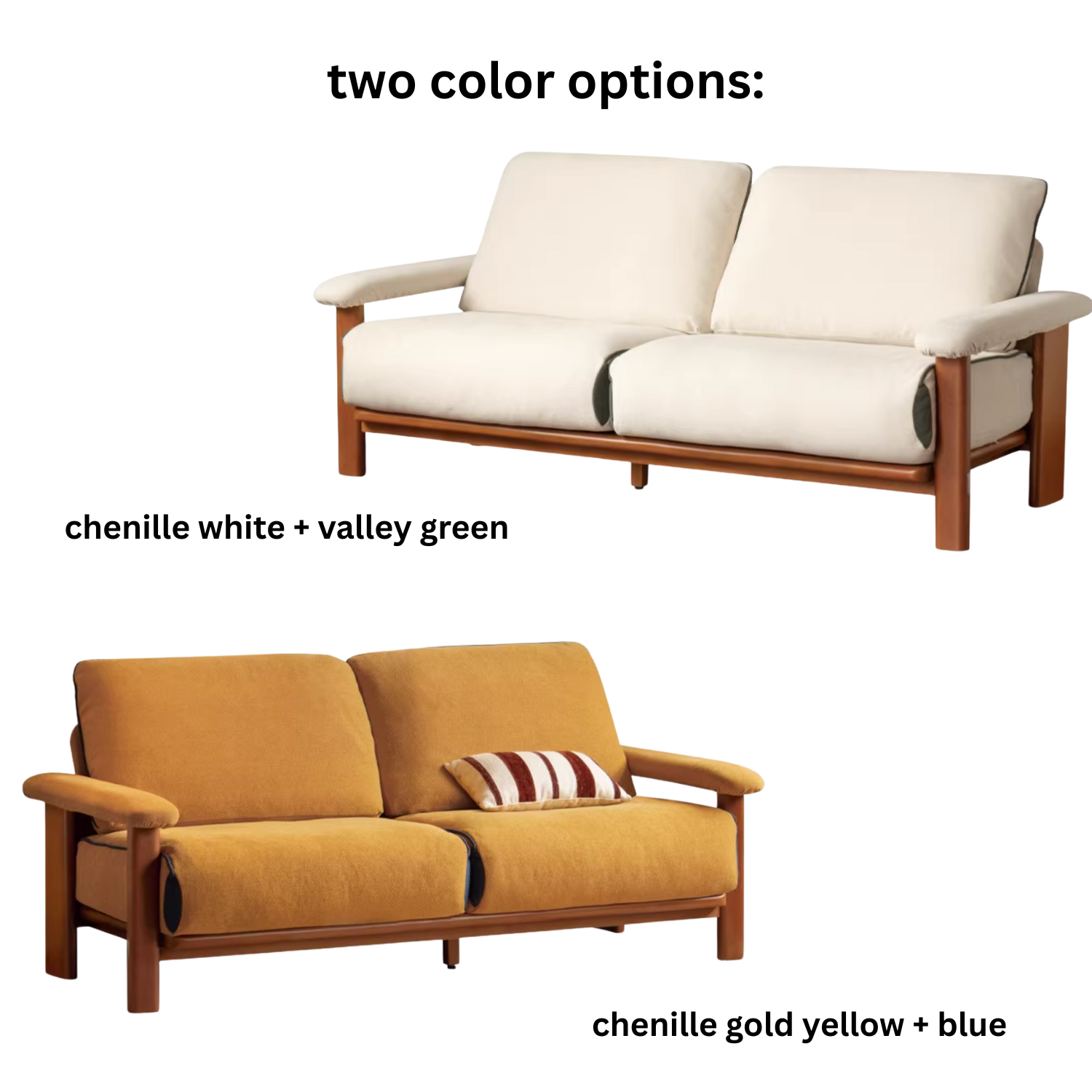Beech Solid Wood Antique Style Sofa 4 color