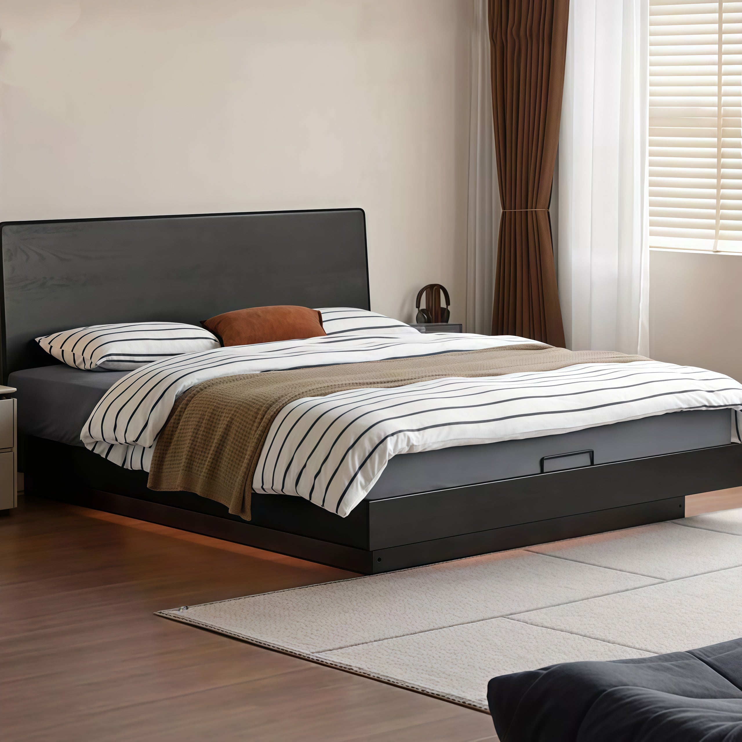 Ash Solid Wood Modern Simple Suspended Multifunctional Box Bed
