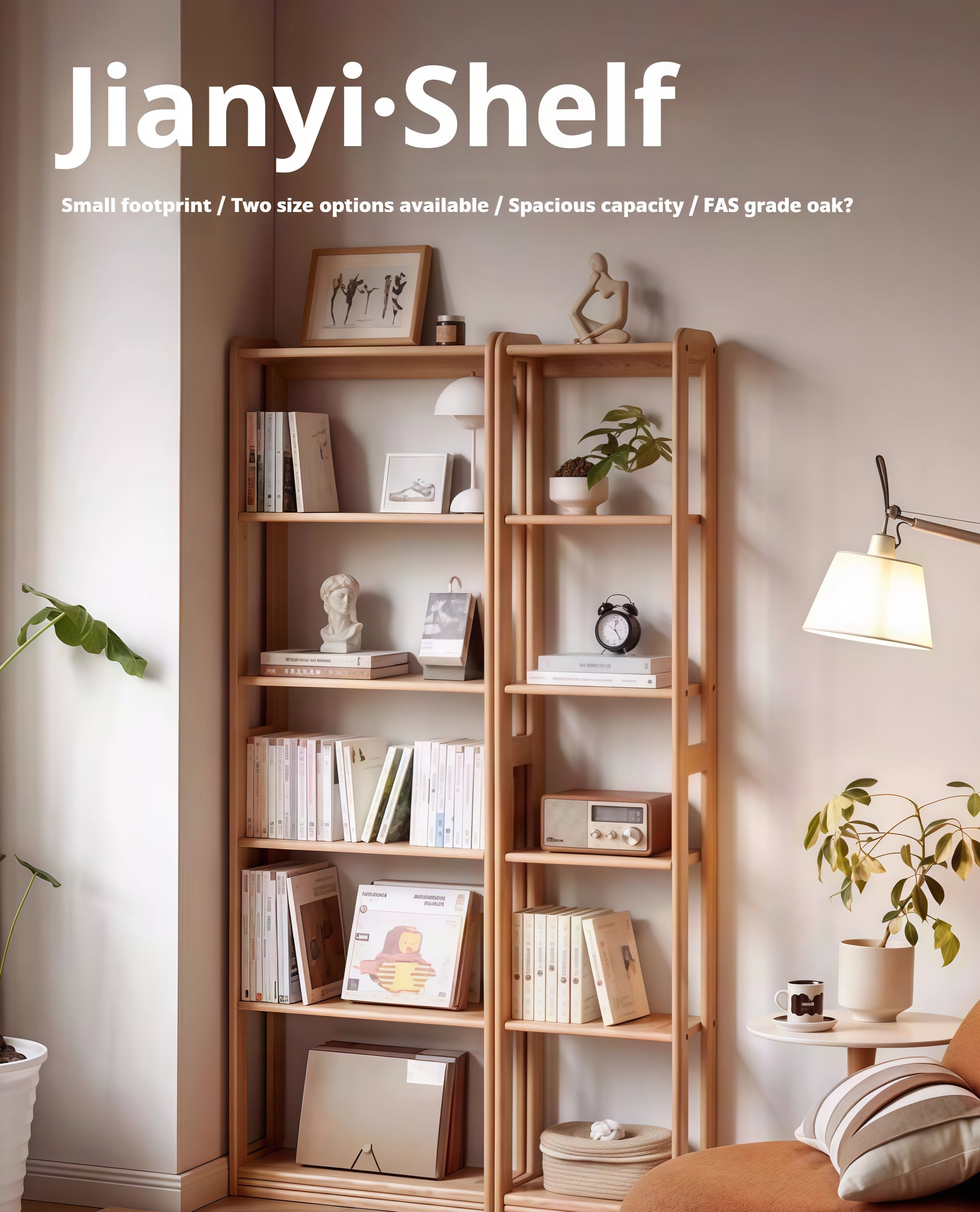 Oak, Solid RubberWood Solid Wood Ultra Thin Storage Rack