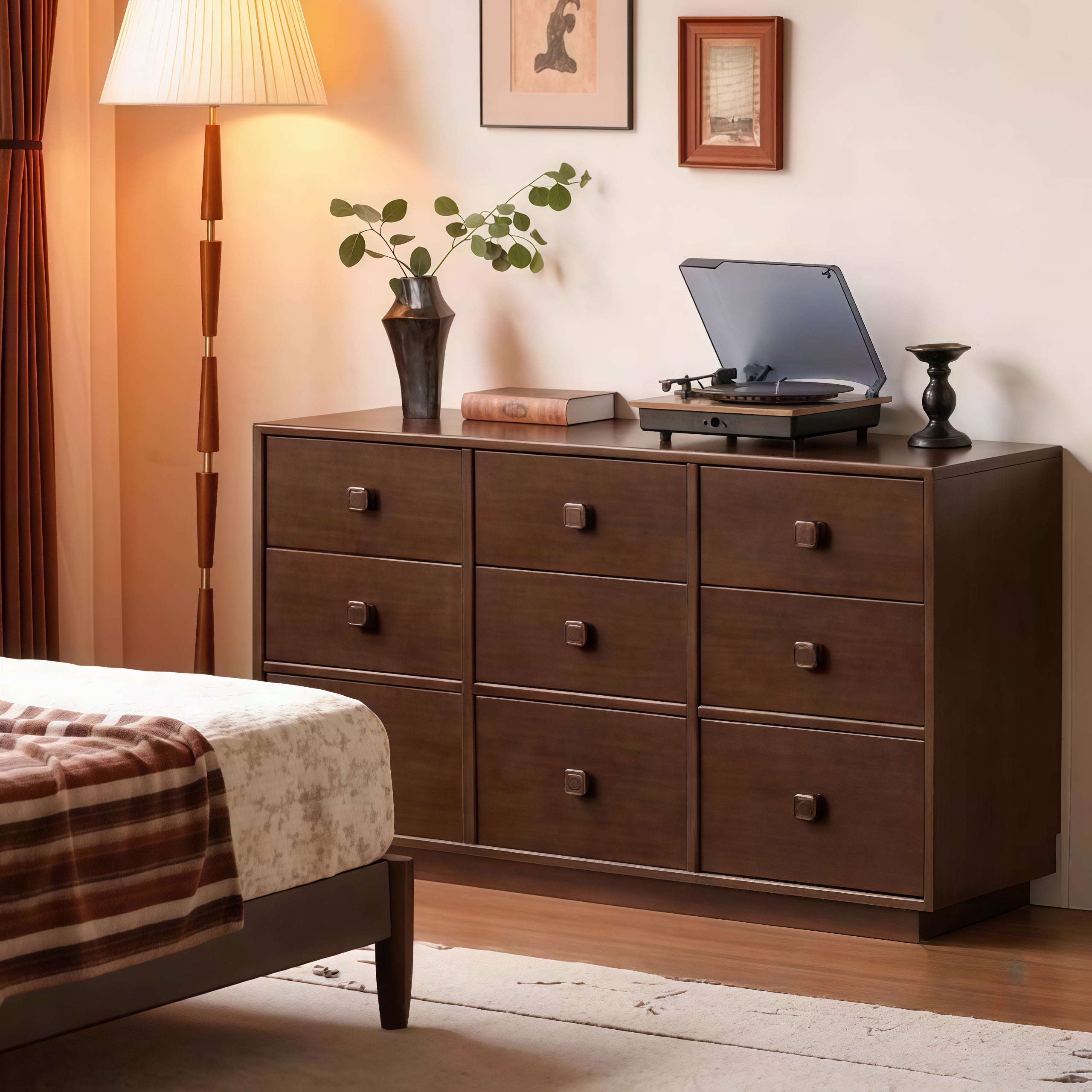 Poplar Solid Wood Retro Middle Ancient Style Drawer Cabinet