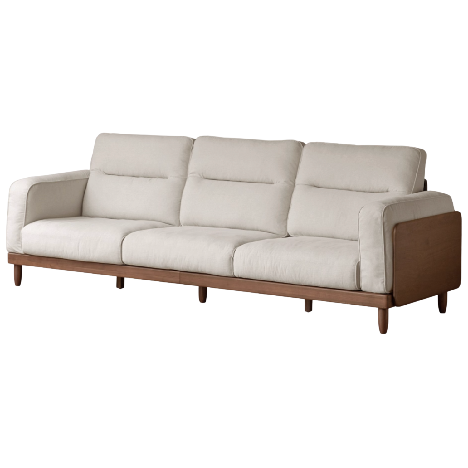 Black Walnut, Ash, Solid Sandalwood Wood Leather Top Layer Yellow Cowhide Sofa.