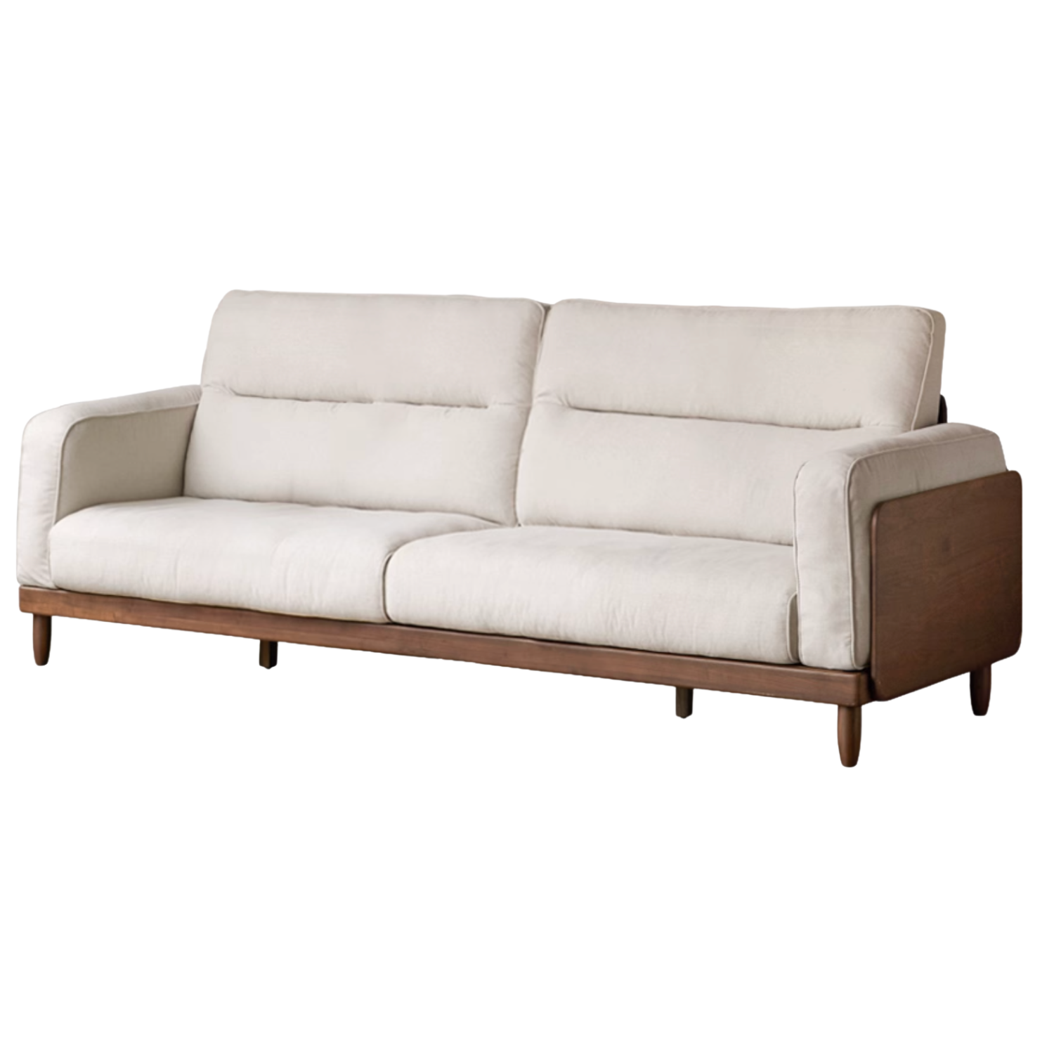 Black Walnut, Ash, Solid Sandalwood Wood Leather Top Layer Yellow Cowhide Sofa.