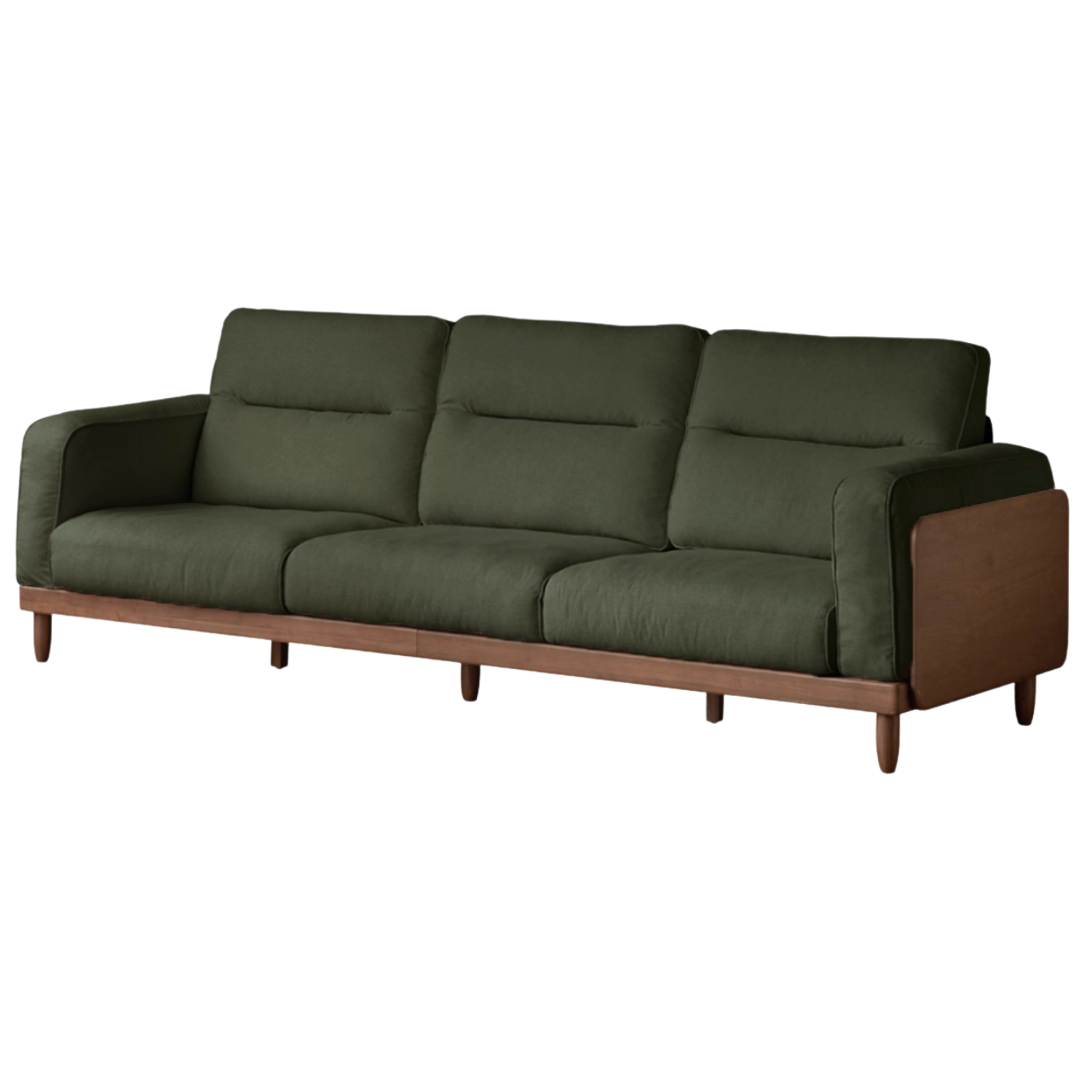 Black Walnut, Ash, Solid Sandalwood Wood Leather Top Layer Yellow Cowhide Sofa.